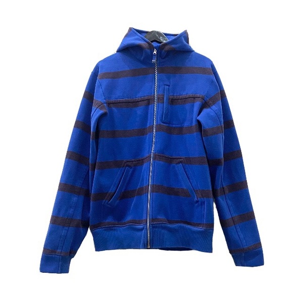 LULULEMON Men’s Scuba Blue Stripe Full Zip Hoodie Size Large - Picture 1 of 11